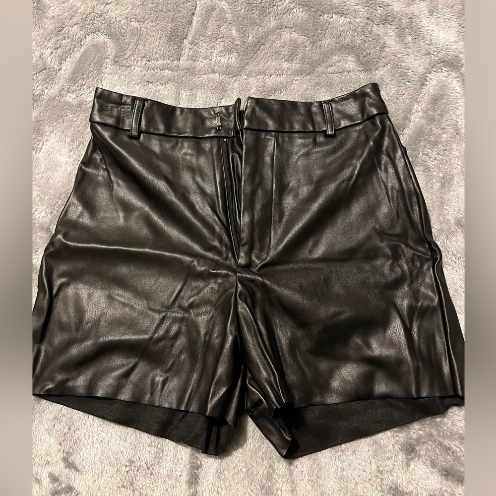 Black Faux Leather Shorts